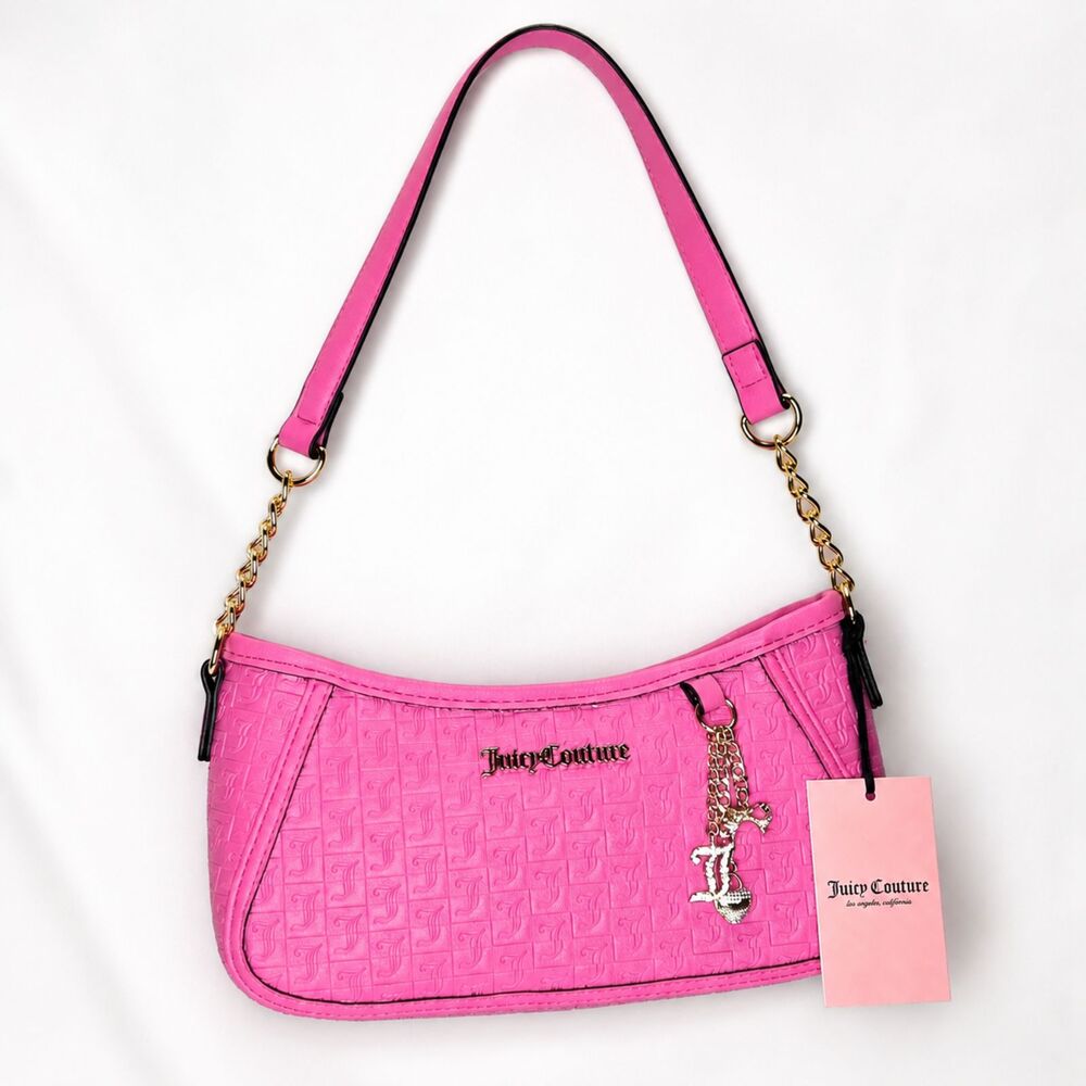 Juicy Couture Pink Baguette Shoulder Bag Charm Purse Y2K Barbiecore NWT